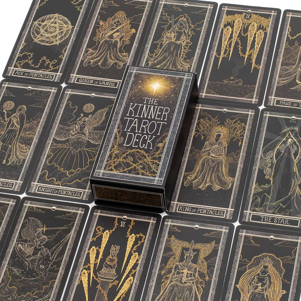 🔮 The Kinner Tarot Deck – Hand-Drawn, Mystical 78 Card English Deck for Personal Spiritual Insight and Board Game Fun