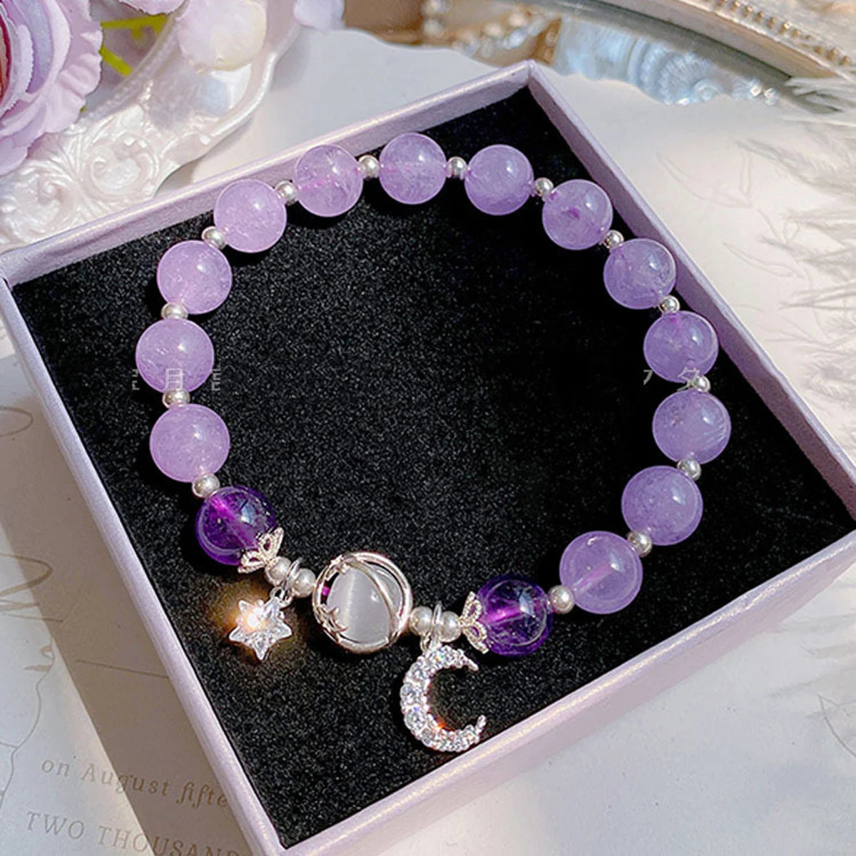 ✨ Starry Cat's Eye Stone Bracelet – Niche Design for Women on Instagram – New Grey Moonlight Star Moon Crystal Jewelry 805088-Purple