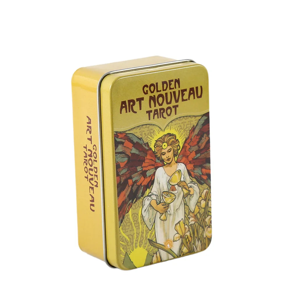 New Hot Tarot Cards – 78-Card Vintage Deck with Green-Plated Edges in Metal Tin Box (10×6 cm) & Paper Manual for Divination Board Games