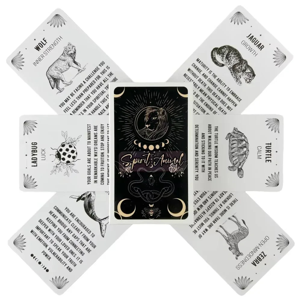 🐾 Spirit Animal Oracle Cards – 54 Cards | Beginner-Friendly | Meanings Printed on Cards | Oracle Deck for Divination and Meditation | Perfect Gift Set
