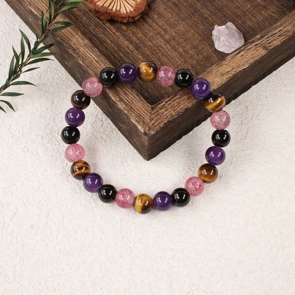 ✨ Calming Anti-Anxiety Bracelet – Natural Tiger Eye and Amethyst Healing Crystal Jewelry for Women