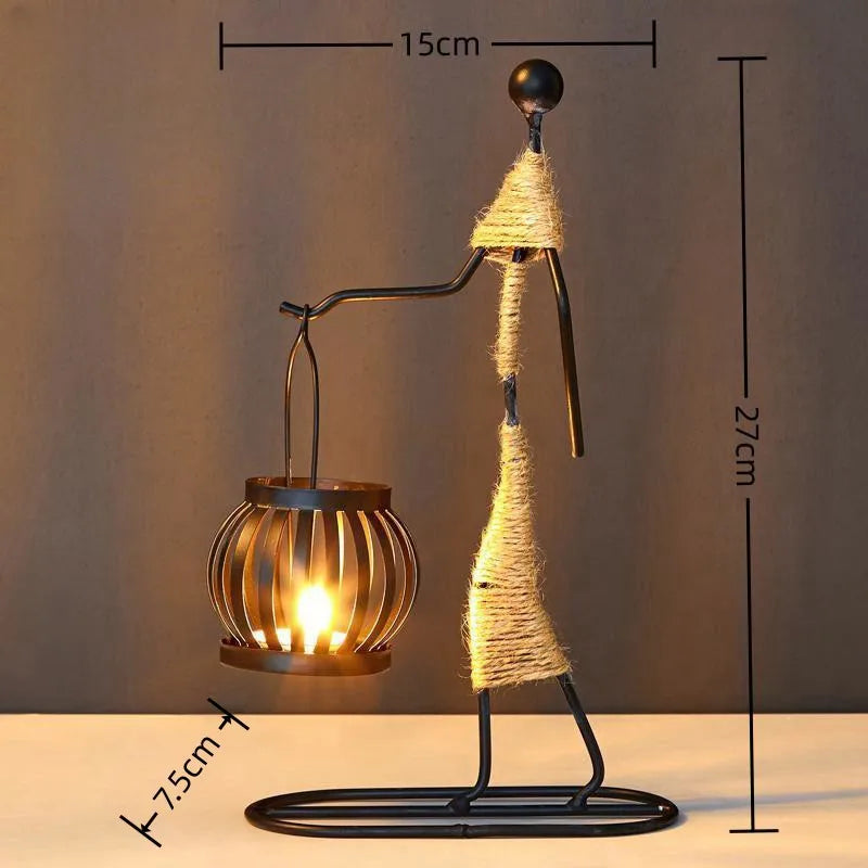 🕯️ Nordic Metal Candlestick – Abstract Character Sculpture Candle Holder | Handmade Figurines for Home Décor & Art Gifts | Free Shipping