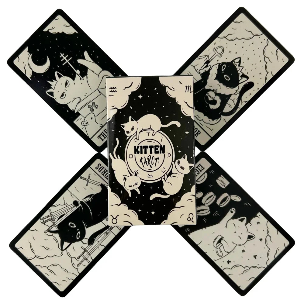 Cat Kitten Tarot Cards – 78-Card English Oracle Deck for Divination, Spiritual Insight & Family Board Games
