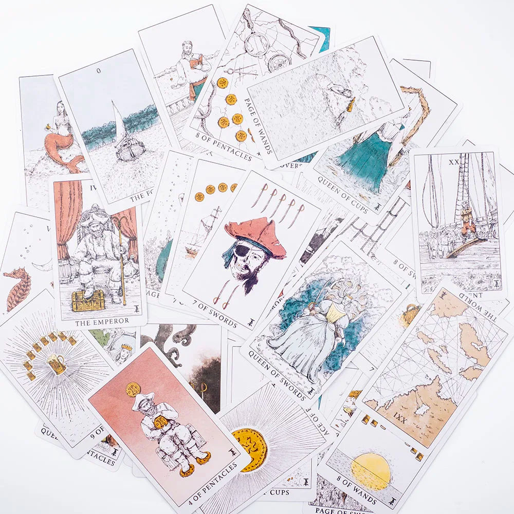 🃏 Tempest Tarot Deck – 78-Card Ocean Themed Deck with Guidebook for Beginners, Party Games, and Divination