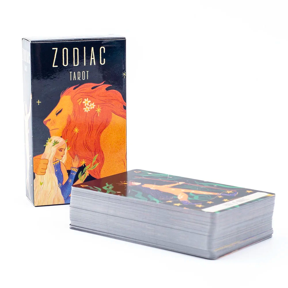 Zodiac Tarot – 78-Card Deck with 128-Page Guidebook, Divinatory Path Under the Stars for Family Gatherings & Board Games (10.3×6 cm)
