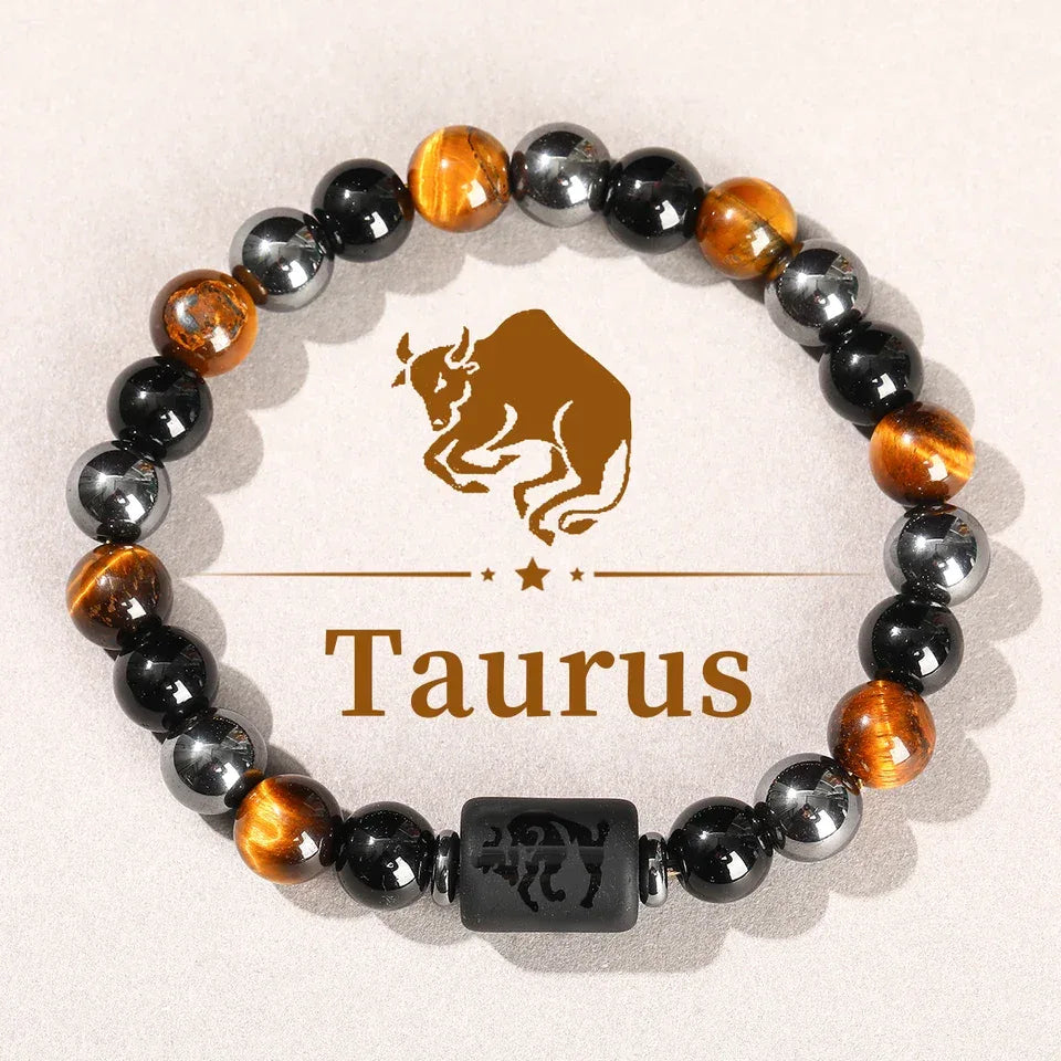 🌌 The "Cosmic Identity" Zodiac Bracelet: 12 Constellation Natural Stone Bangle for Men & Women