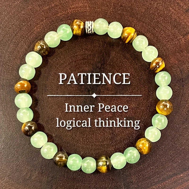 ✨ Lucky Beads Bracelet – Jadeite, Tiger Eye & Amazonite – 6mm Crystal Jewelry for Good Luck and Prosperity – Gift for Women