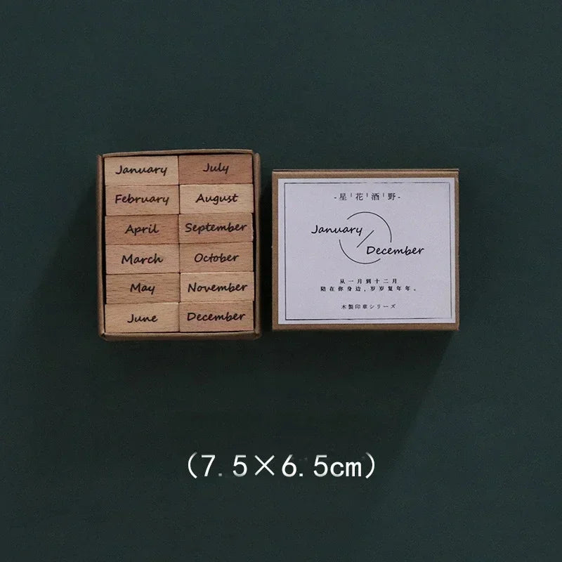 🔤 Wooden Alphabet Letter Stamps Set – Vintage Uppercase & Lowercase Rubber Stamps with DIY Self Ink Pad | Perfect for Diary, Album, Handmade Art & Craft 12 months