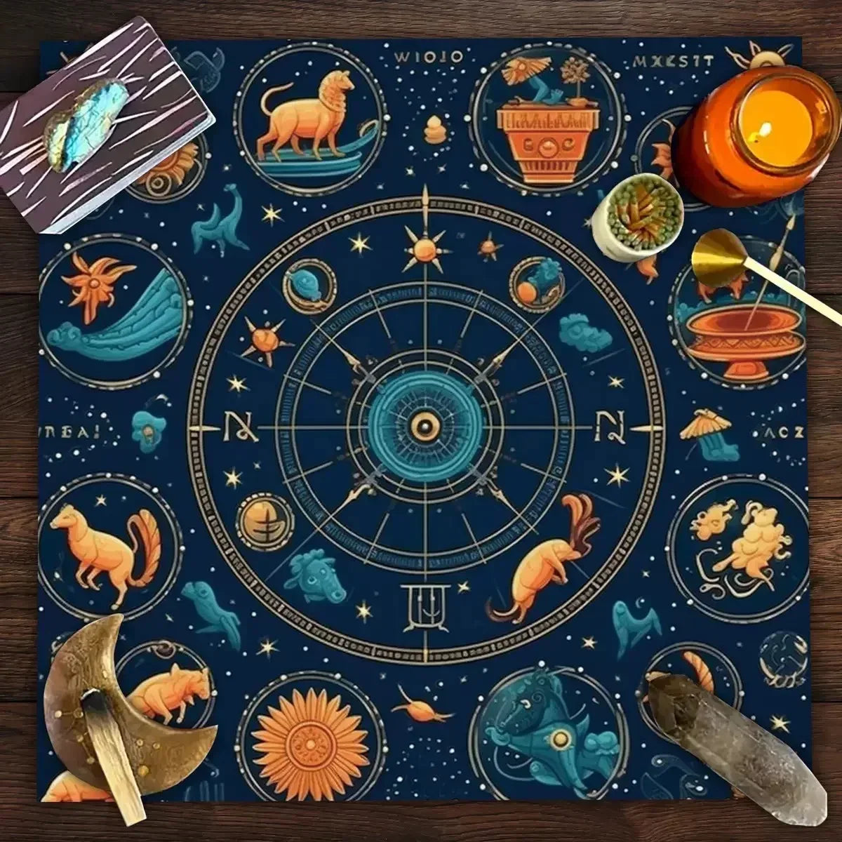 🃏 Mandala Tree of Life Tarot Tablecloth – Sea Velvet Square Butterfly Altar Cloth for Tarot Readings, Terrace Dining & Multi-Purpose Mystic Decor