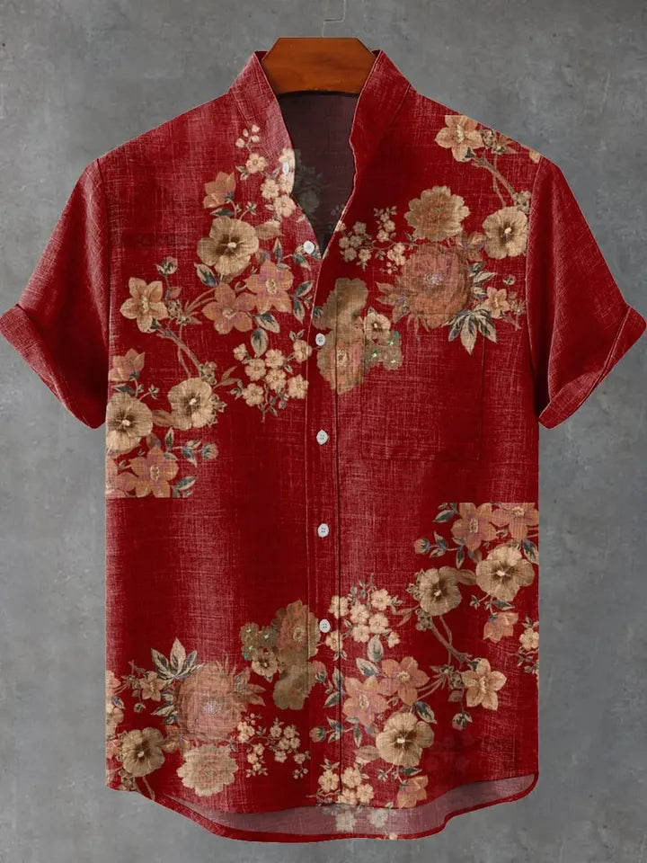 ⛩️ The Zen-Art Heritage Edition: Premium Men’s Japanese Retro Linen Shirt – High-Definition Artistic Graphic Print, Breathable Organic Cotton-Linen Blend, and Sophisticated Luxury Button-Down