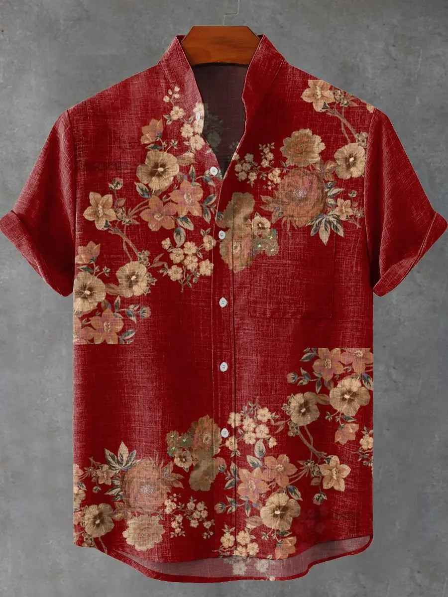 ⛩️ The Zen-Art Heritage Edition: Premium Men’s Japanese Retro Linen Shirt – High-Definition Artistic Graphic Print, Breathable Organic Cotton-Linen Blend, and Sophisticated Luxury Button-Down SFQQQD2331