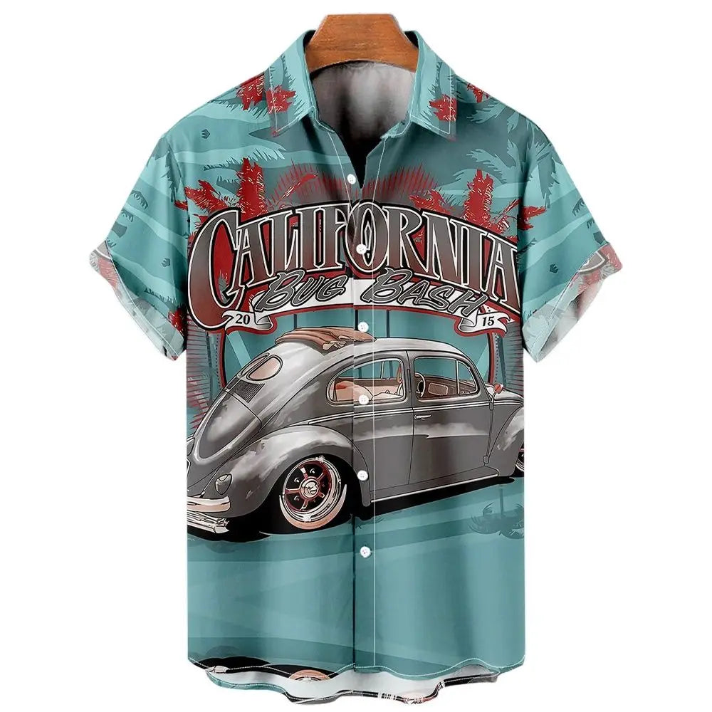The Azure Horizon Premium Men's Seaside Holiday Hawaiian Shirt - High-Definition Tropical Floral Graphic Loose-Fit Handsome Silhouette Trousers Accent Shirt, Breathable Summer Beach Camisa Urban Short-Sleeve Apparel