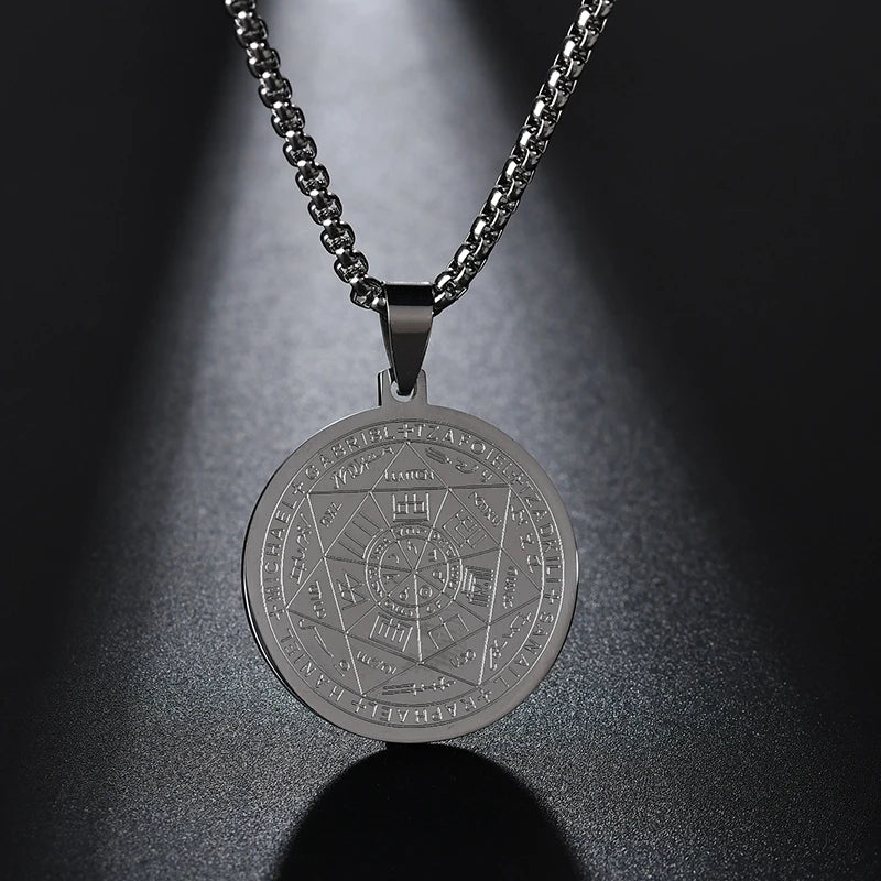 🛡️✨ Supreme 7 Archangels Protection Seal Pendant – Stainless Steel Necklace for Divine Shield & Spiritual Harmony