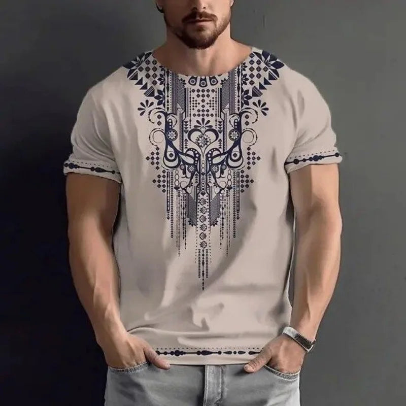 ✨ The Luxury Retro Ethnic Edition: Premium Men’s 3D Printed T-Shirt – High-Definition Colorful Tribal Graphic Print, Breathable Quick-Dry Performance Fabric, and Sophisticated Oversized Luxury Streetwear Tee Tshirt-YSY46993