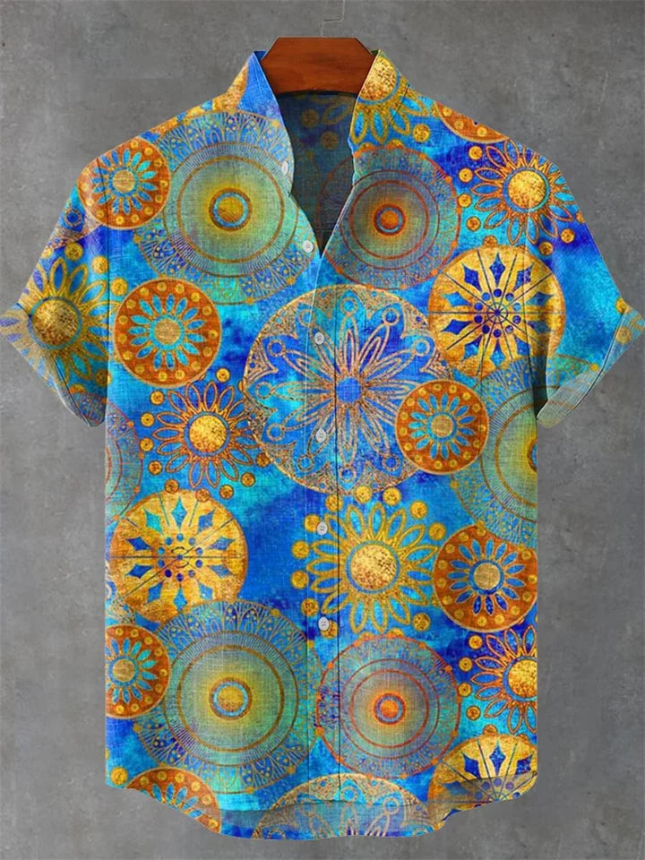 🌿 The Absolute Pure Linen 100%: Men’s Premium Hawaiian Shirt – Short-Sleeve Casual Fashion Print, 100% Organic Flax Linen, Ultra-Breathable Designer Summer Top