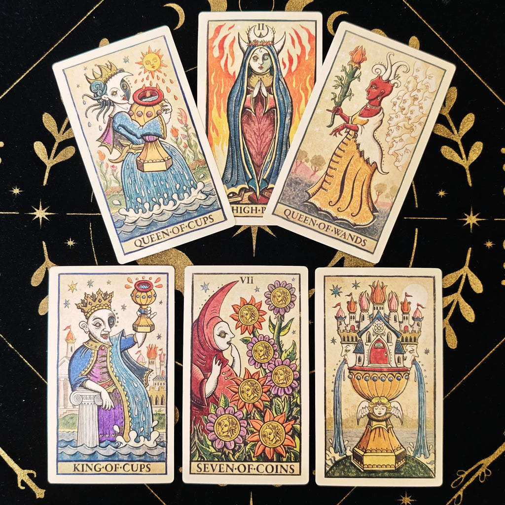 🌜 Trionfi della Luna Tarot Deck – 78 Cards English Version Marseille-Style Beginner Friendly Unique Art by Patrick Valenza 12 x 7 cm Guidebook Included