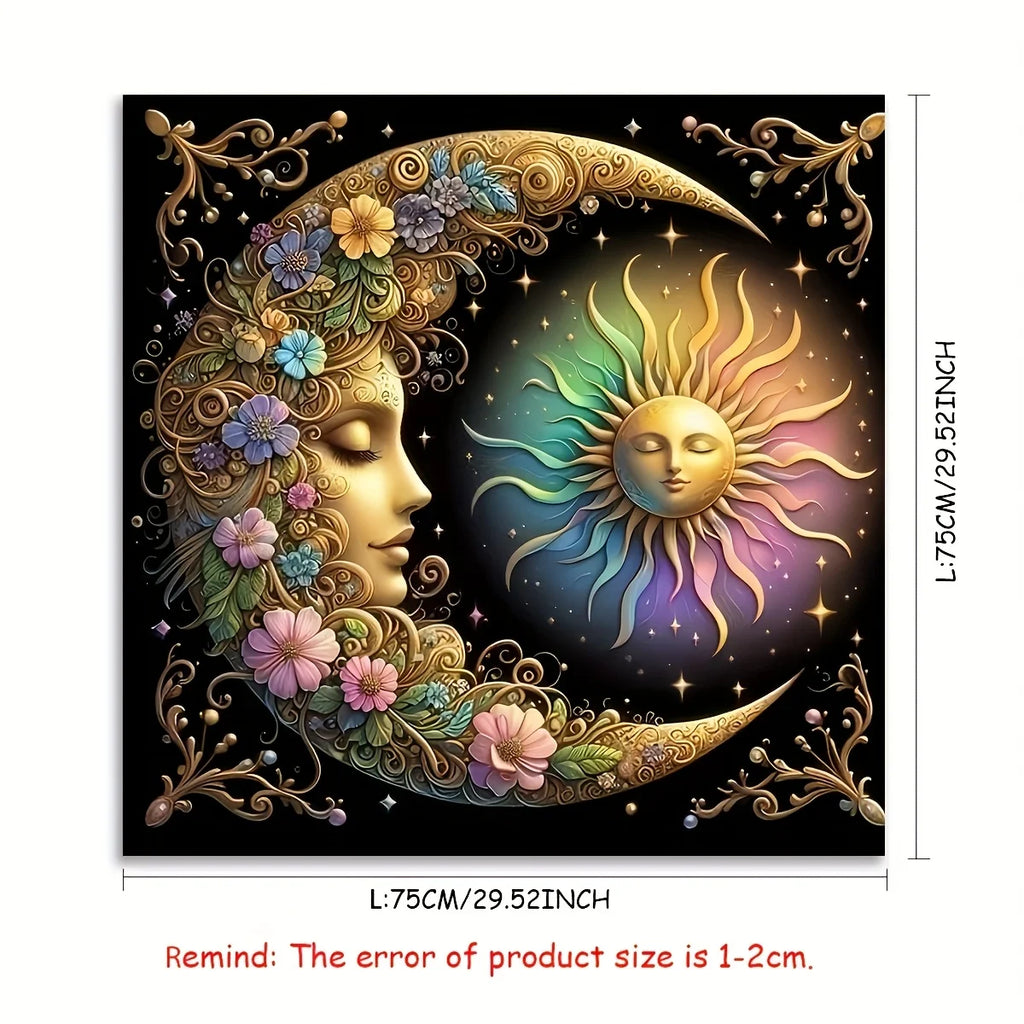 1pc Tablecover Elegant Sun and Moon Mandala Talobu Altar Cloth Starry Sky Table Cloth Witchcraft Astrology Black Oracle Mat Taro