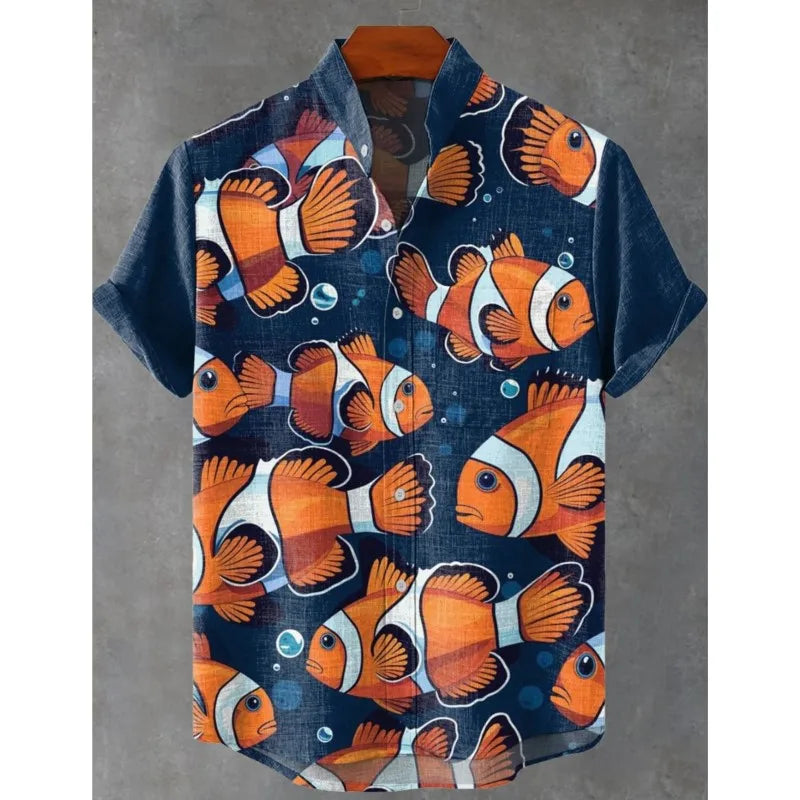 🦞 The Lobster-Luxe Coastal Masterpiece: Premium Men's Cotton-Linen Blend Short-Sleeve Shirt – High-Definition Lobster Graphic Print, Ultra-Breathable "Cool-Touch" Fabric, and Sophisticated Resort Fit