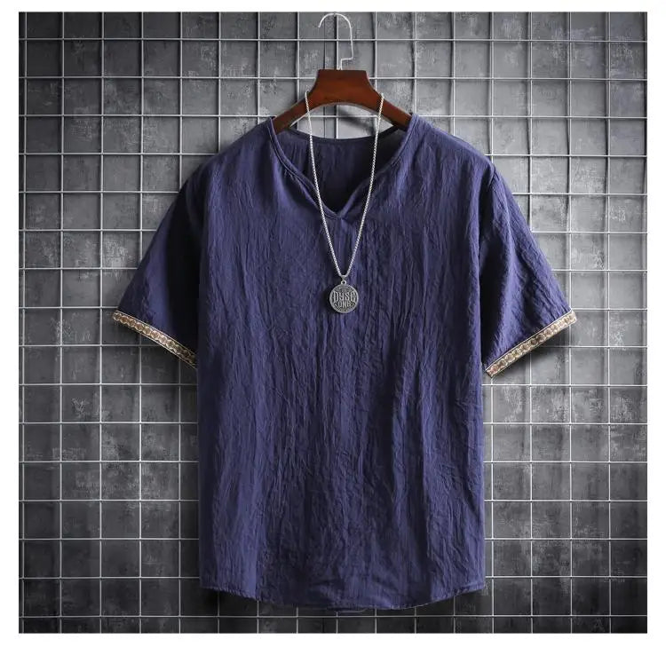 ✨ The Seoul Minimalist: Premium Men’s Plus Size Hawaiian Shirt (M-5XL) – Ultra-Lightweight Solid Color Fabric, Korean "Clean Fit" Aesthetic, and Breathable Short-Sleeve Casual Button-Down Shirts for Men Navy