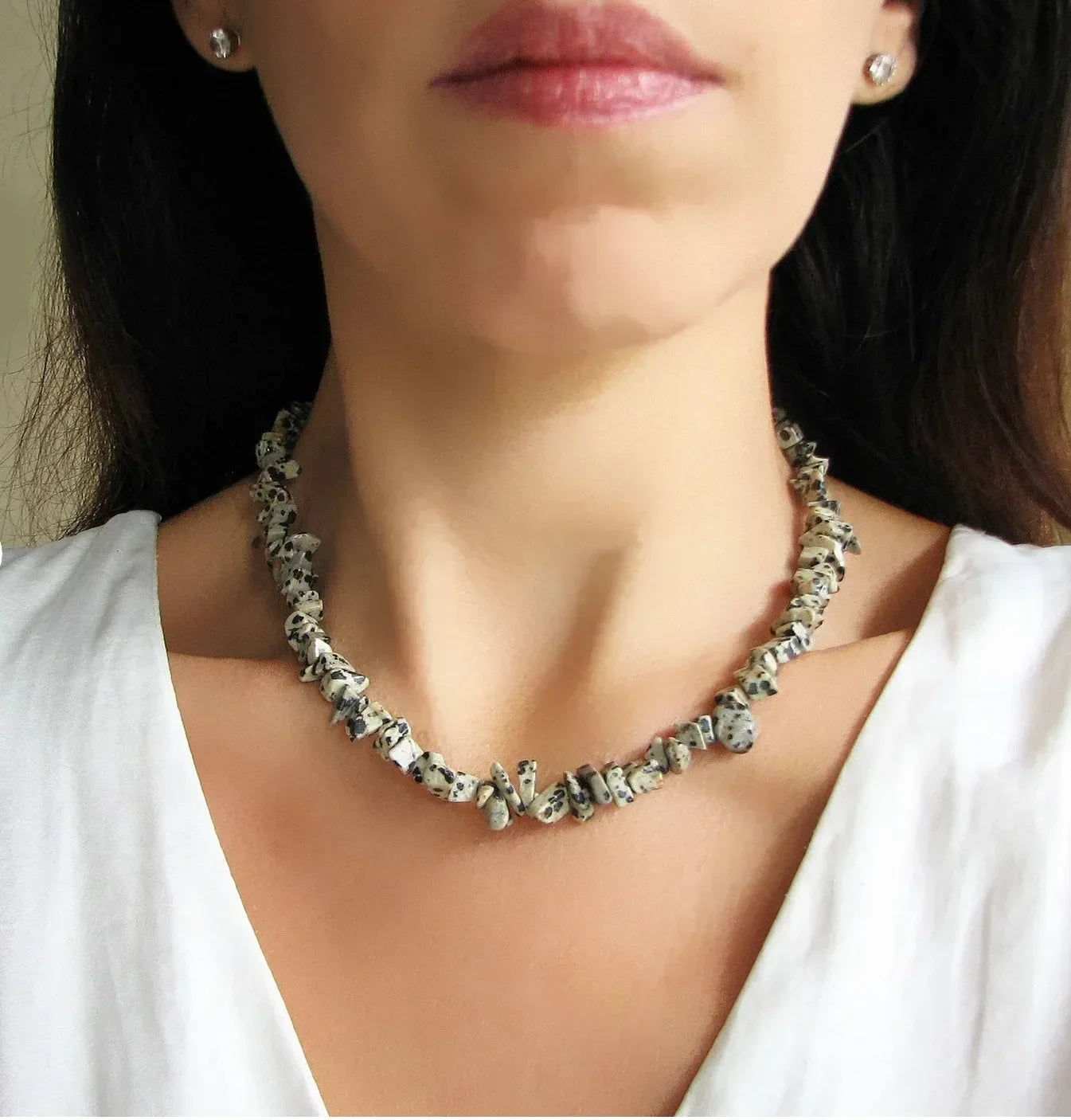 ✨ Turquoise Crystal Beaded Necklace – Perfect 11th Anniversary Gift for Wife – December Birthstone & Chakra Chip Choker A6
