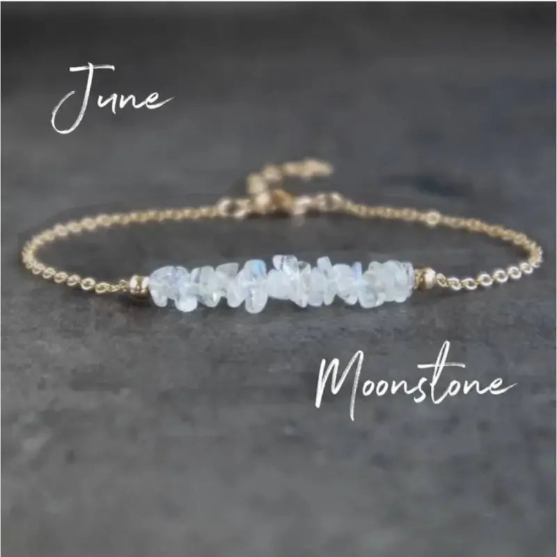 ✨ Raw Moonstone & Raw Black Tourmaline Minimalist Bracelet – Natural Healing Stones for Protection & Balance A1215