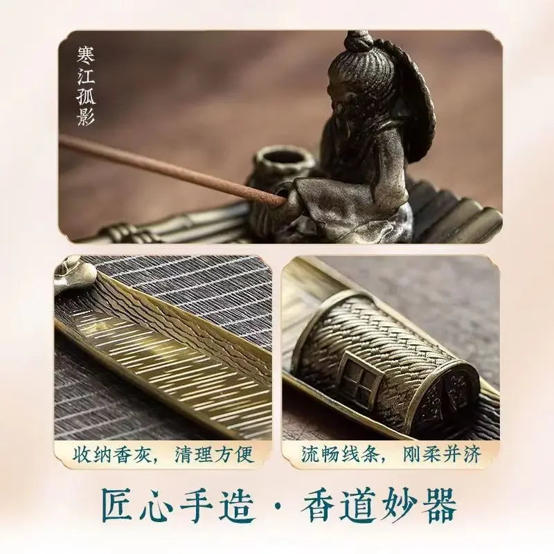 🚣‍♂️ Japanese Style Incense Holder – Old Men Fishing Boat Design | Aromatherapy Stick Burner & Zen Home Decor Ornament | Free Shipping
