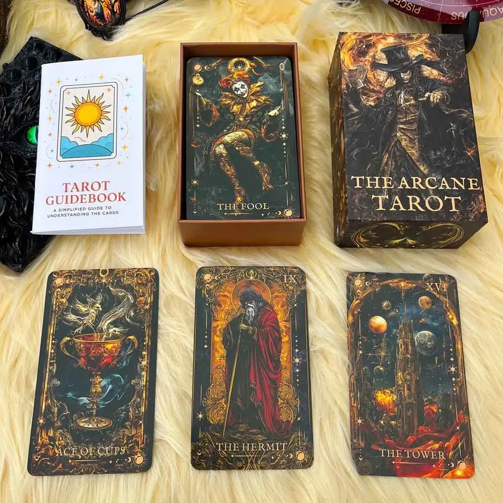 🔥 Magic Arcana Tarot Deck – 78 Cards | 13 x 8 cm | Traditional Rider Waite Style | Includes Paper Instruction Guide | Card Game Set