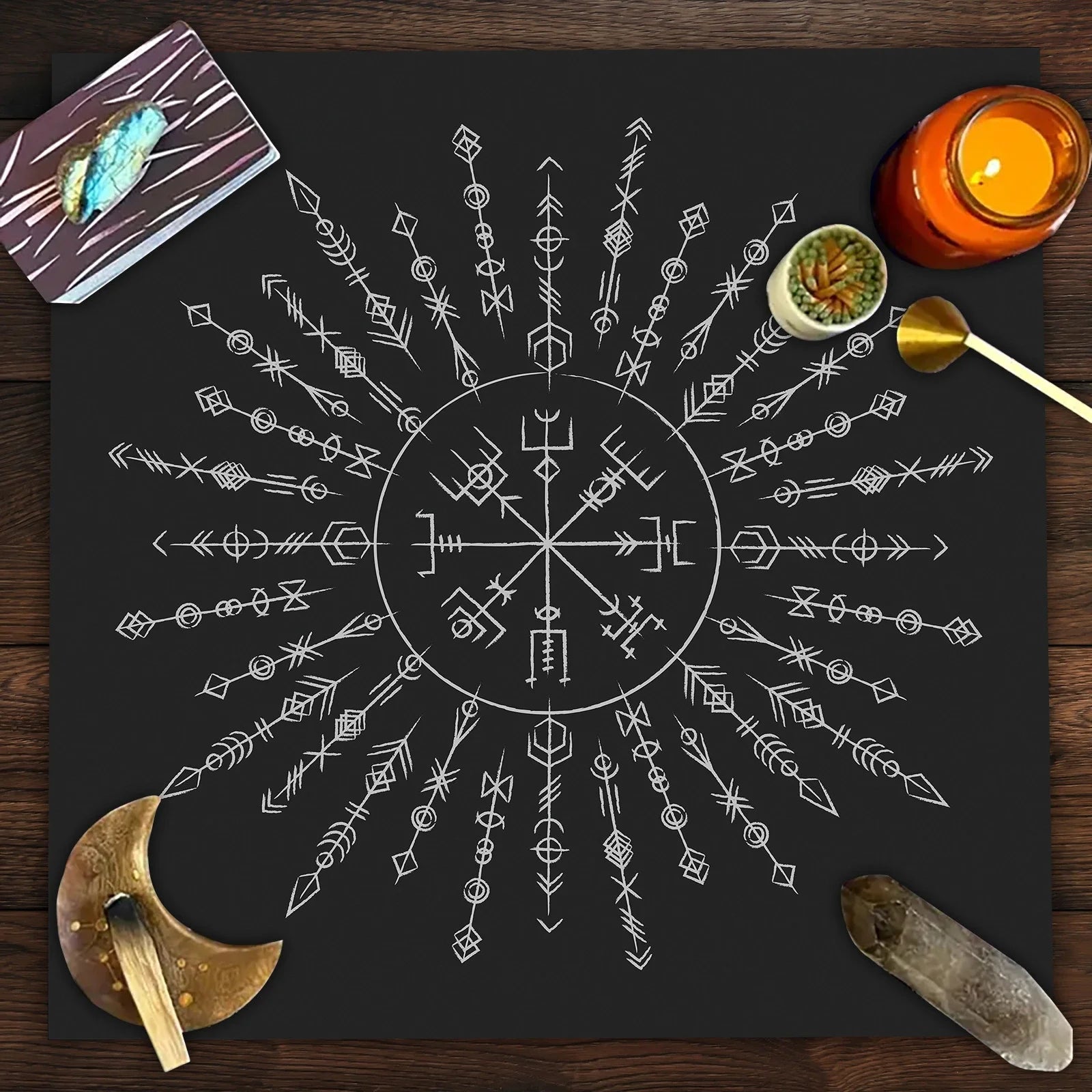 🃏 Mandala Tree of Life Tarot Tablecloth – Sea Velvet Square Butterfly Altar Cloth for Tarot Readings, Terrace Dining & Multi-Purpose Mystic Decor 06