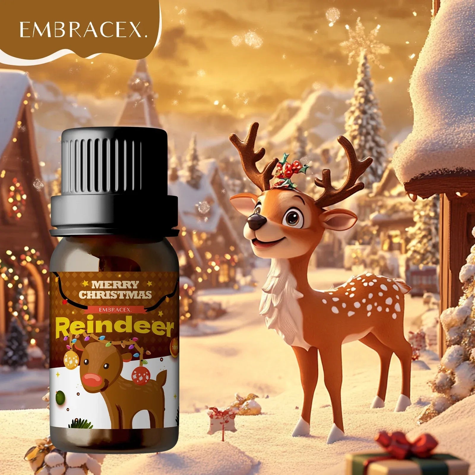 🎄 6PC/1PC 10ML Merry Christmas Essential Oils – Natural Fragrance Oil Gift Set for Christmas Candles, DIY Crafts, Humidifiers﻿ Gift Reindeer