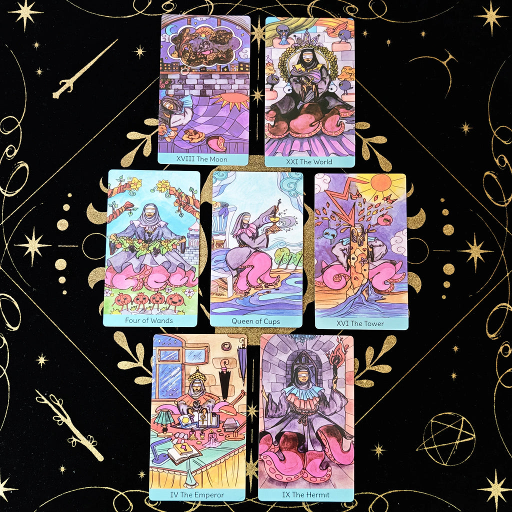 🔥12x7cm Sea Witch Tarot Deck | 78-Card English Visions Divination & Party Game Set