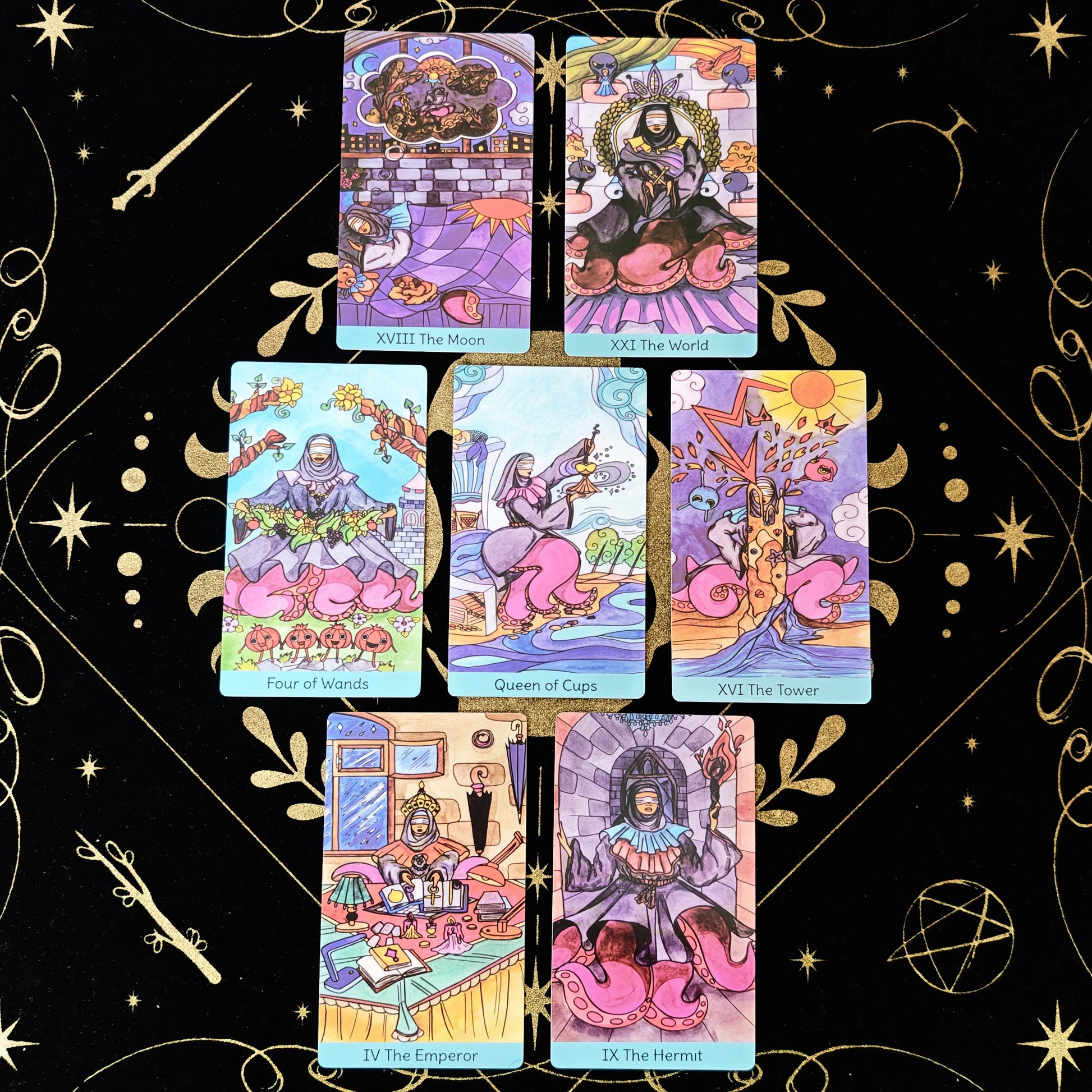 🔥12x7cm Sea Witch Tarot Deck | 78-Card English Visions Divination & Party Game Set