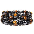 ✨ Triple Protection Magnetic Hematite Tiger Eye Obsidian Bracelet – Powerful Spiritual Shield for Health, Luck & Prosperity 18.5cm
