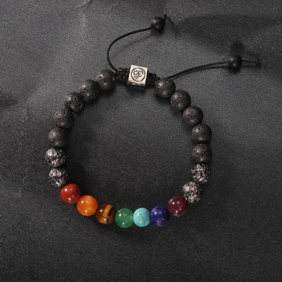 ✨ Healing Tiger Eye & Amethyst Gemstone 7 Chakra Beaded Bracelet – Yoga Stone Brazaletes Bangles for Women – Elegant Ladies’ Spiritual Jewelry