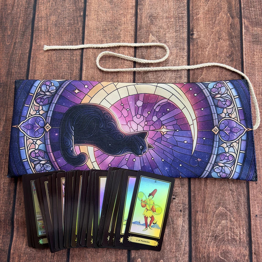 🌙 Moon Starry Sky Witchcraft Cat Tarot Storage Bag – Mystical Tarot & Divination Accessories﻿
