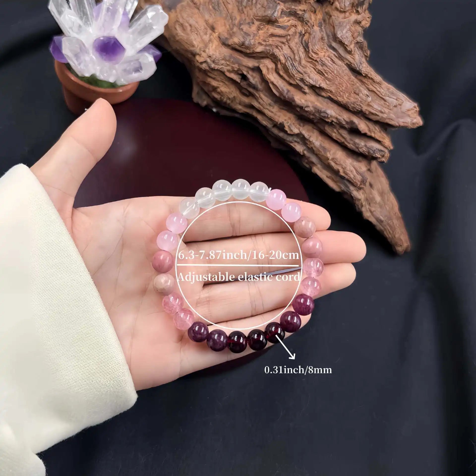 ✨ 8mm Natural Stone Beaded Bracelet for Women – Lucky Attraction of Love & Wealth – Colorful Good Luck Jewelry, Perfect Birthday Gift