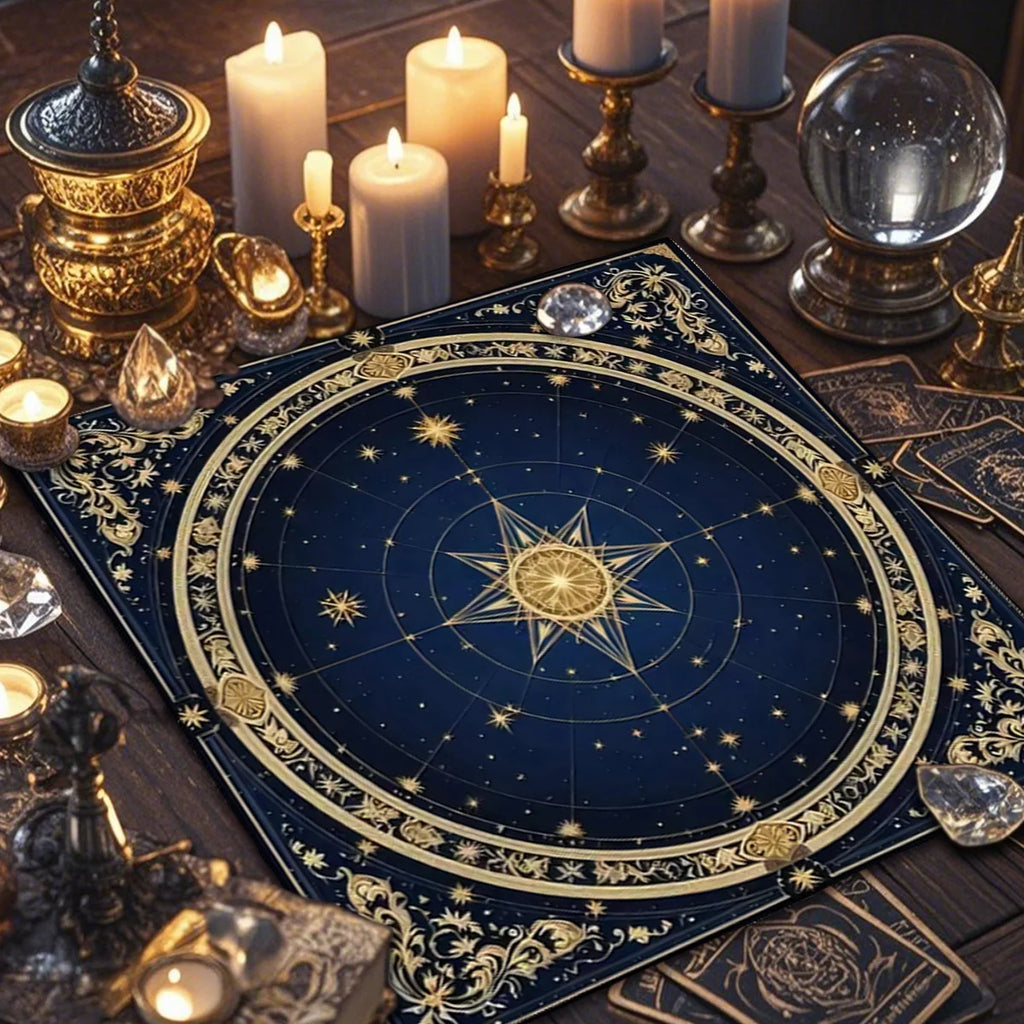 🃏 Star Map Tarot Tablecloth – Polyester Astrology Array Board Altar Cloth for Tarot Enthusiasts, Zodiac Rituals & Celestial Home Decor