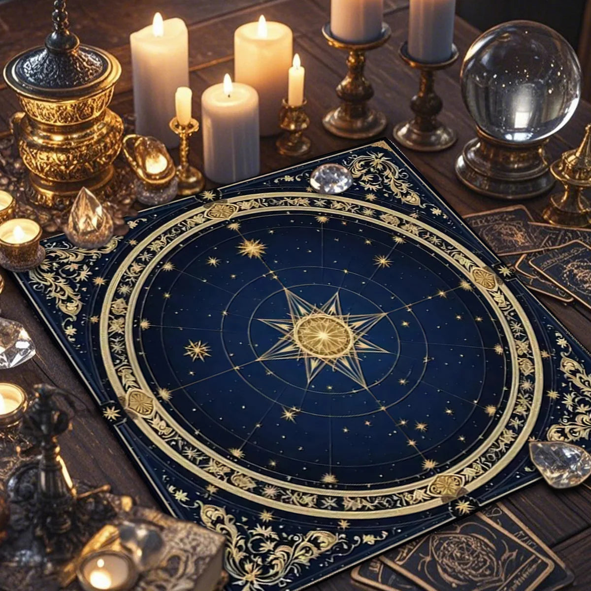 🃏 Star Map Tarot Tablecloth – Polyester Astrology Array Board Altar Cloth for Tarot Enthusiasts, Zodiac Rituals & Celestial Home Decor