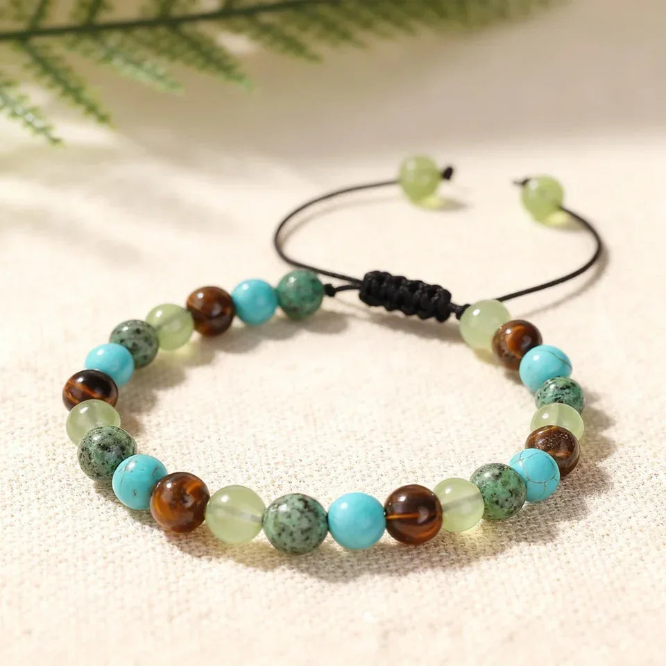 ✨ Classy Winter Jewelry – Yellow and Green Tiger Eye with African Pine Natural Stone Bracelet – Anxiety Relief for Family, Perfect Daily and Christmas Gift