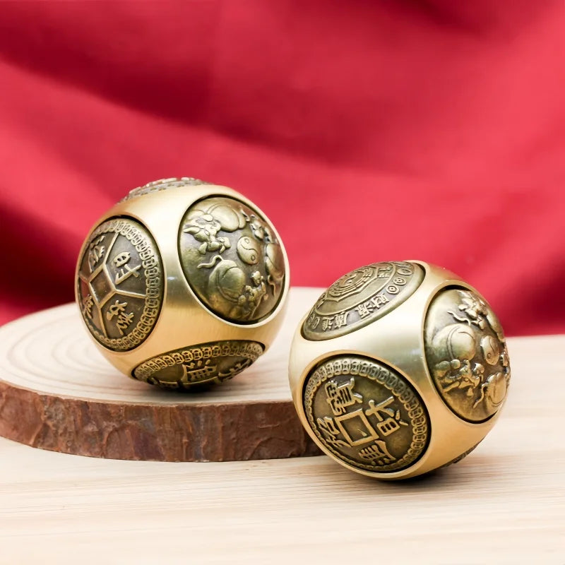 Six-Faced Chinese Lucky Coin Spinner – Rotating Fidget Toy for Stress Relief, Anxiety Reduction, and Focus Enhancement