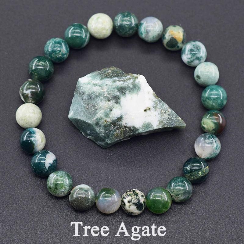 ✨ Natural Red Picasso Jasper Stone Beads Elastic Bracelet – Unisex Healing Crystal Jewelry with Round Red Pine Beads – Elegant Jade Bangle Gift 6 Tree Agate