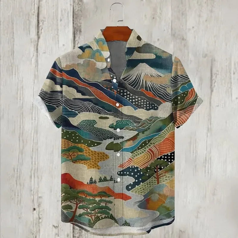 🌊 The Deep-Sea Medusa Edition: Premium Men’s 3D Jellyfish Linen Shirt – High-Definition Surrealist Graphic Print, Breathable Organic Cotton-Linen Blend, and Sophisticated Modern-Fit Holiday Button-Down OE7611