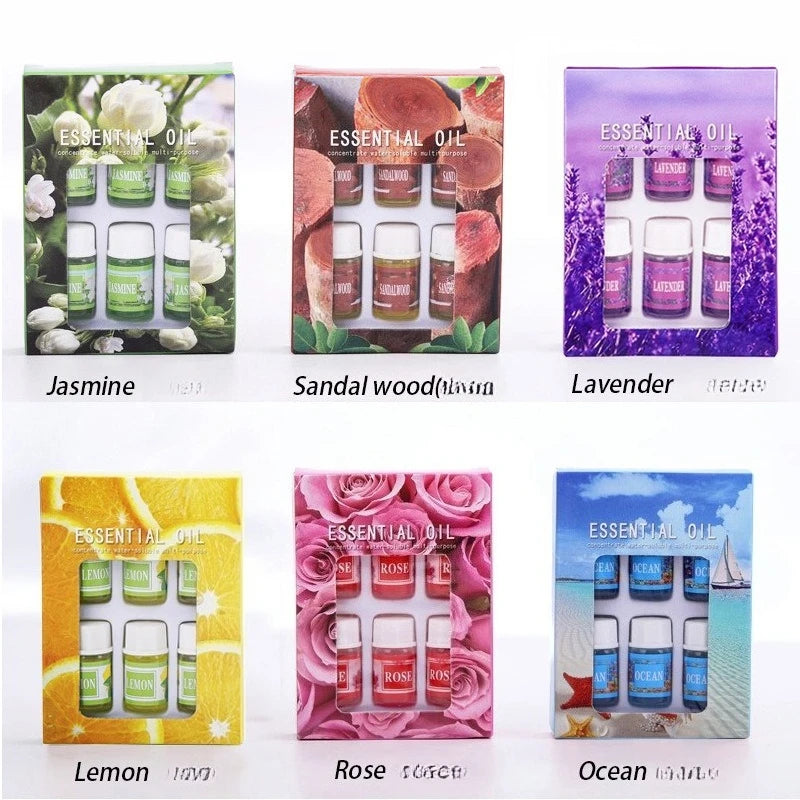 6PCS 3ML Essential Oil for Aromatherapy Diffuser Humidifier Stone Natural Plant Air Freshener Fragrance Lavender Jasmine Perfume