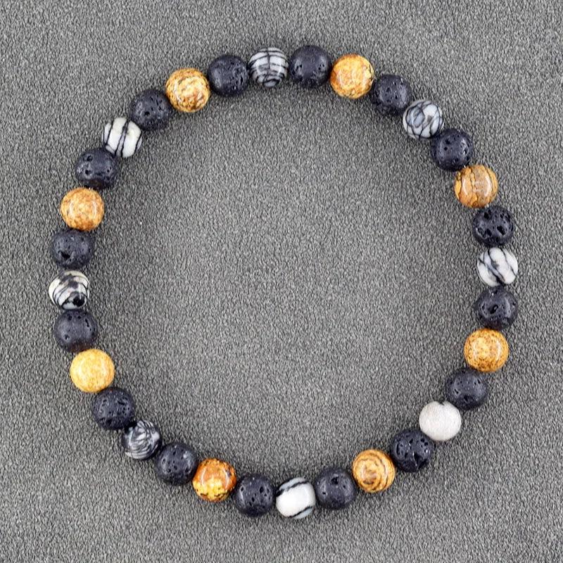✨ Natural African Pine Stone Beaded Bracelet – Authentic Picture Stone Bohemian Bangle for Men & Women – Volcanic Elastic Jewelry, Perfect Friendship Gift 36