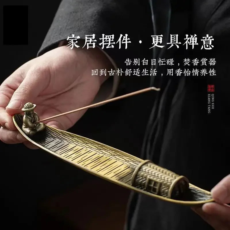 🚣‍♂️ Japanese Style Incense Holder – Old Men Fishing Boat Design | Aromatherapy Stick Burner & Zen Home Decor Ornament | Free Shipping
