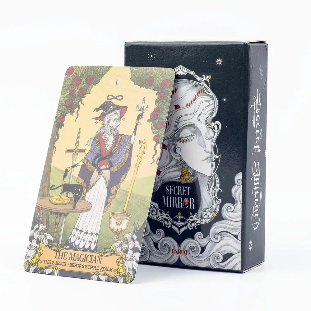 Secret Mirror Tarot – 80-Card English Divination Deck for Family Gatherings, Board Games, and Spiritual Exploration (12x7 cm)