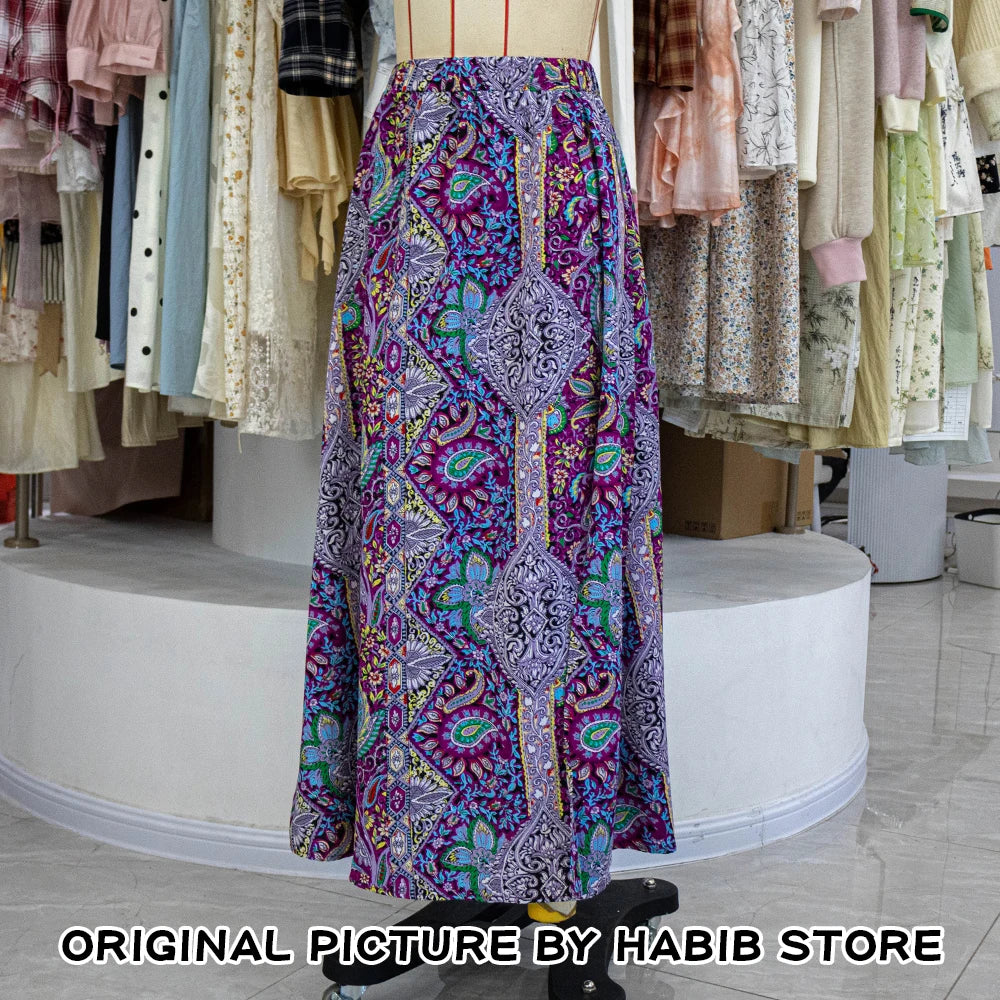 👗&nbsp;Bohemian Boho Retro Floral Print Skirts – Women’s Indie Folk Summer High Waist A-Line Pleated Long Skirts