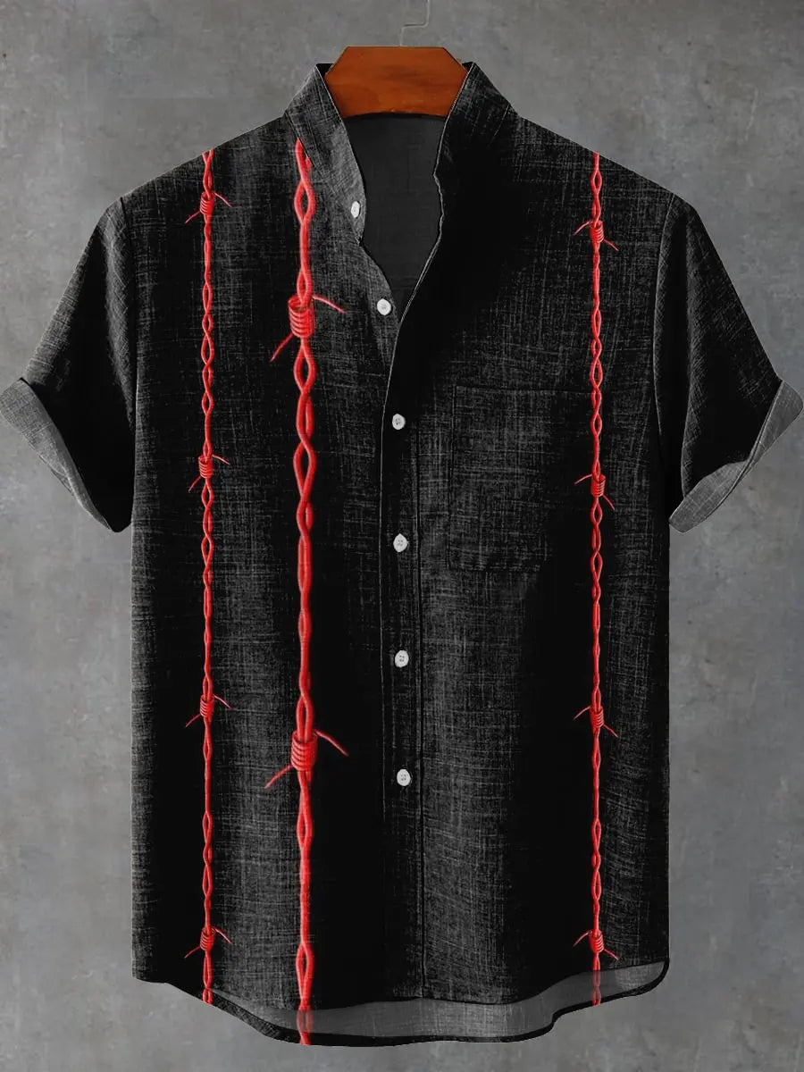⛩️ The Zen-Art Heritage Edition: Premium Men’s Japanese Retro Linen Shirt – High-Definition Artistic Graphic Print, Breathable Organic Cotton-Linen Blend, and Sophisticated Luxury Button-Down SFQQQD2333