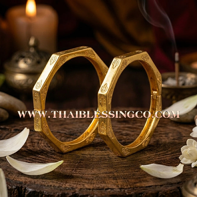 ✨🕉️ Sacred 18K Gold-Plated Bronze "Phra Rahu" Destiny-Shifting Bracelet: Phra Achan Lek, Wat Tham Khao Noi (2016 Edition) – The Celestial Guardian of Fortune, Luck, and Absolute Protection