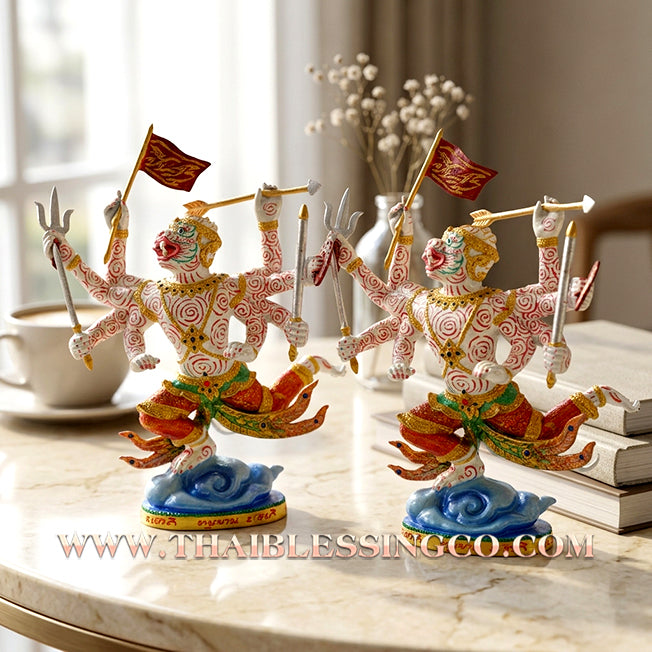 🐒 Sacred "8-Armed Hanuman" (The Celestial Conqueror) – Grand 8-Inch Painted Metal Edition: Luang Pu Kee, Wat Sri Lamyong, Surin (2011) – The Ultimate Engine for Absolute Victory, Sovereign Power, and Unstoppable Business Momentum!