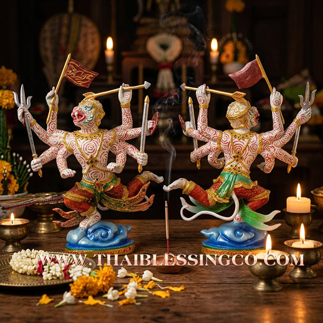 🐒 Sacred "8-Armed Hanuman" (The Celestial Conqueror) – Grand 8-Inch Painted Metal Edition: Luang Pu Kee, Wat Sri Lamyong, Surin (2011) – The Ultimate Engine for Absolute Victory, Sovereign Power, and Unstoppable Business Momentum!